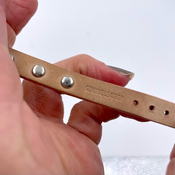 Rustic Cuff Pink Leather Silver Studded Adjustable Bracelet - Picture 6 of 6